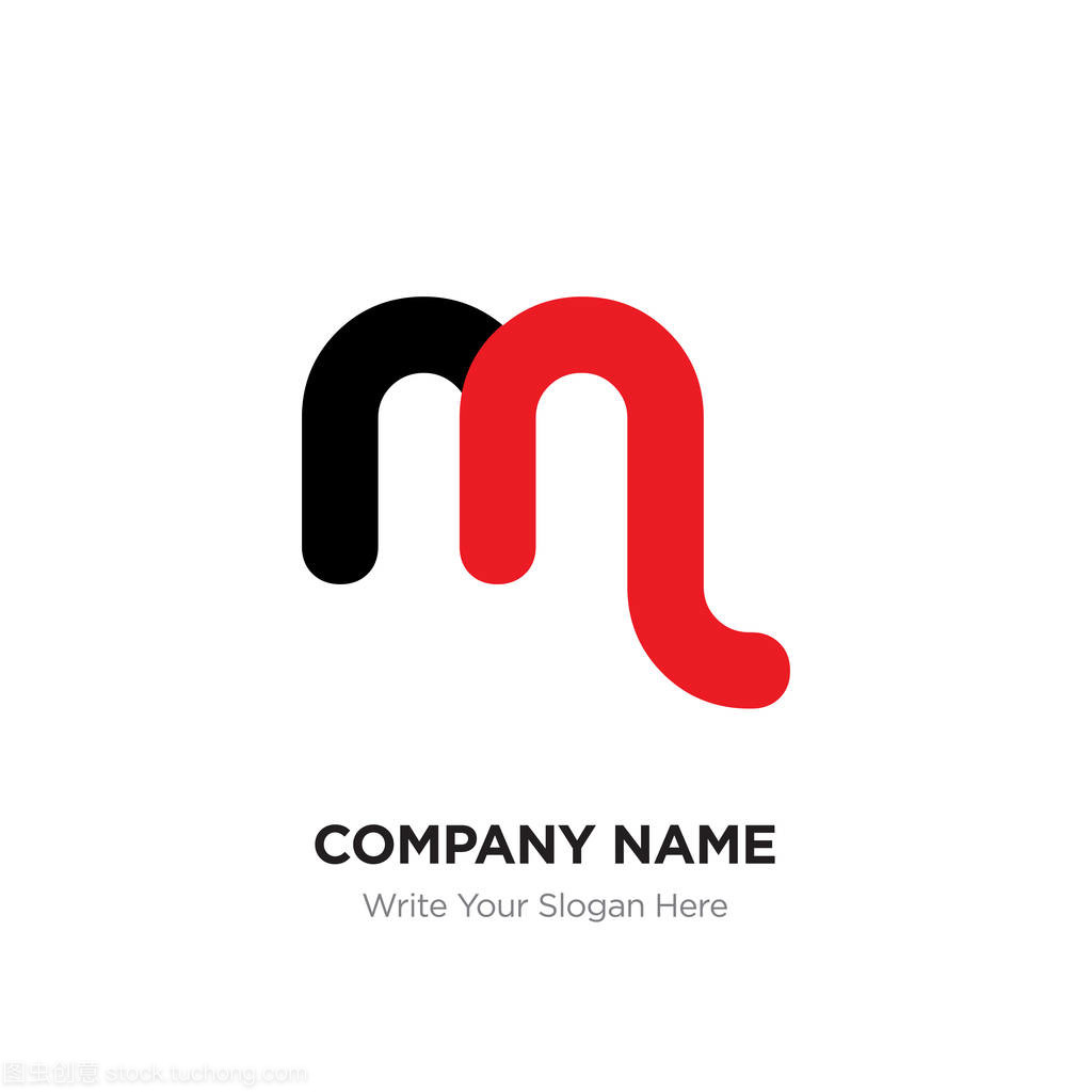 抽象字母錳或 nm 標志設計模板, 黑色字母表在